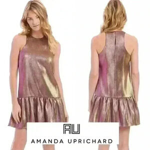 Amanda Uprichard Ezra Dress Gold/Purple  NWOT size L